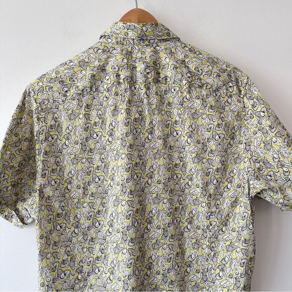 Ted Baker Short Sleeve Button Down Casual Dress shirt Tropical yellow white blk - Picture 4 of 11